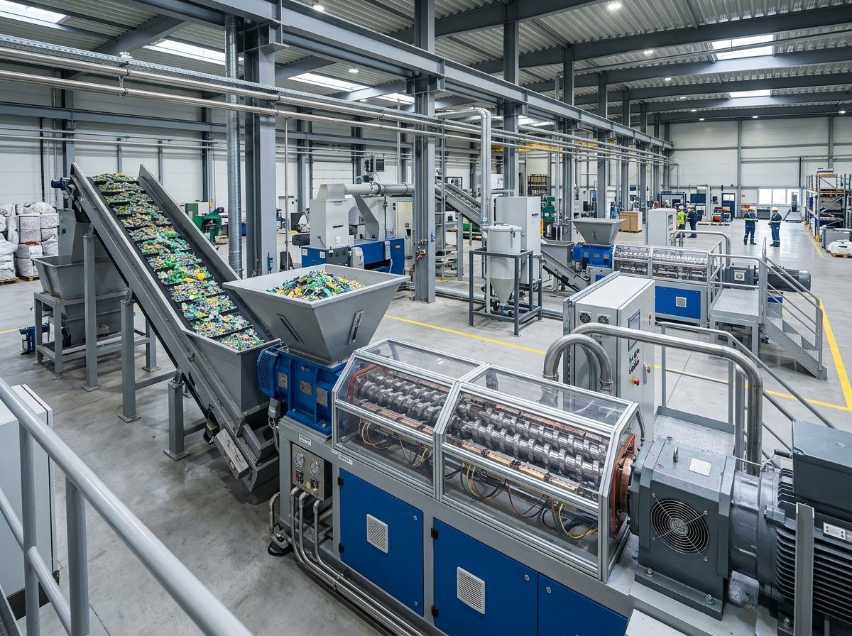 Twin Screw Plastic Recycling Lines for Contaminated Feedstock