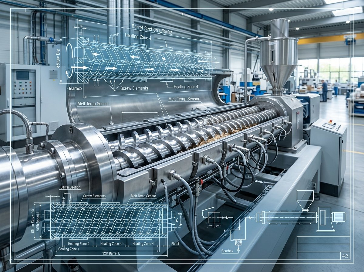 Twin-Screw Plastic Recycling Extruder Built for 24/7 Throughput